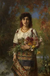 A Young Woman with Flowers